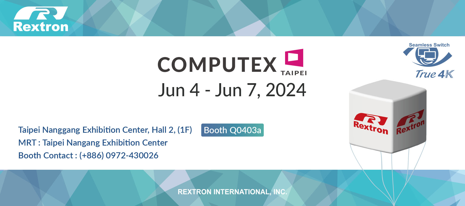 Rextron 将参加 COMPUTEX 2024_ 6/4~6/7 在南港展览馆二馆一楼